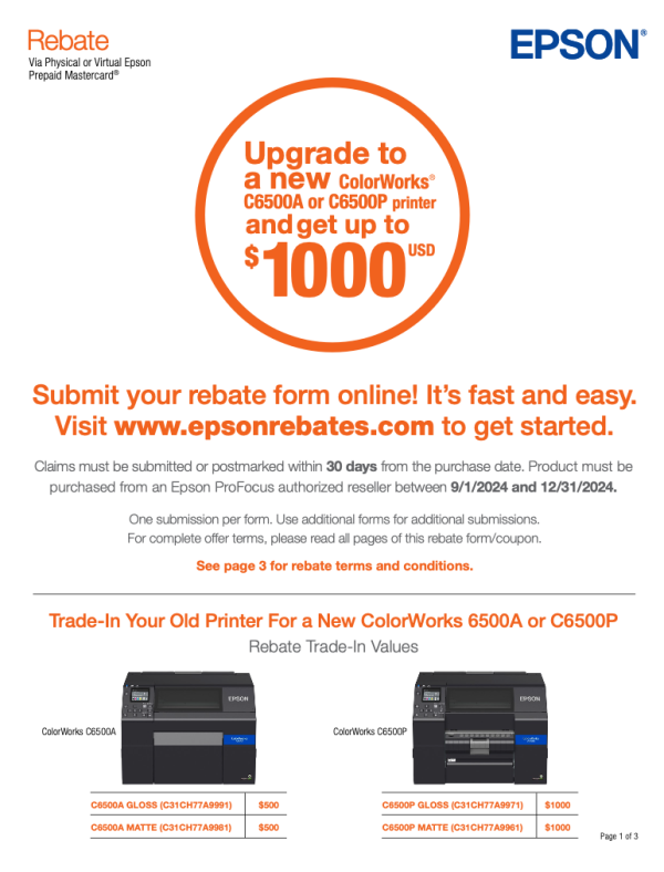 Epson C6500 Trade In Rebate